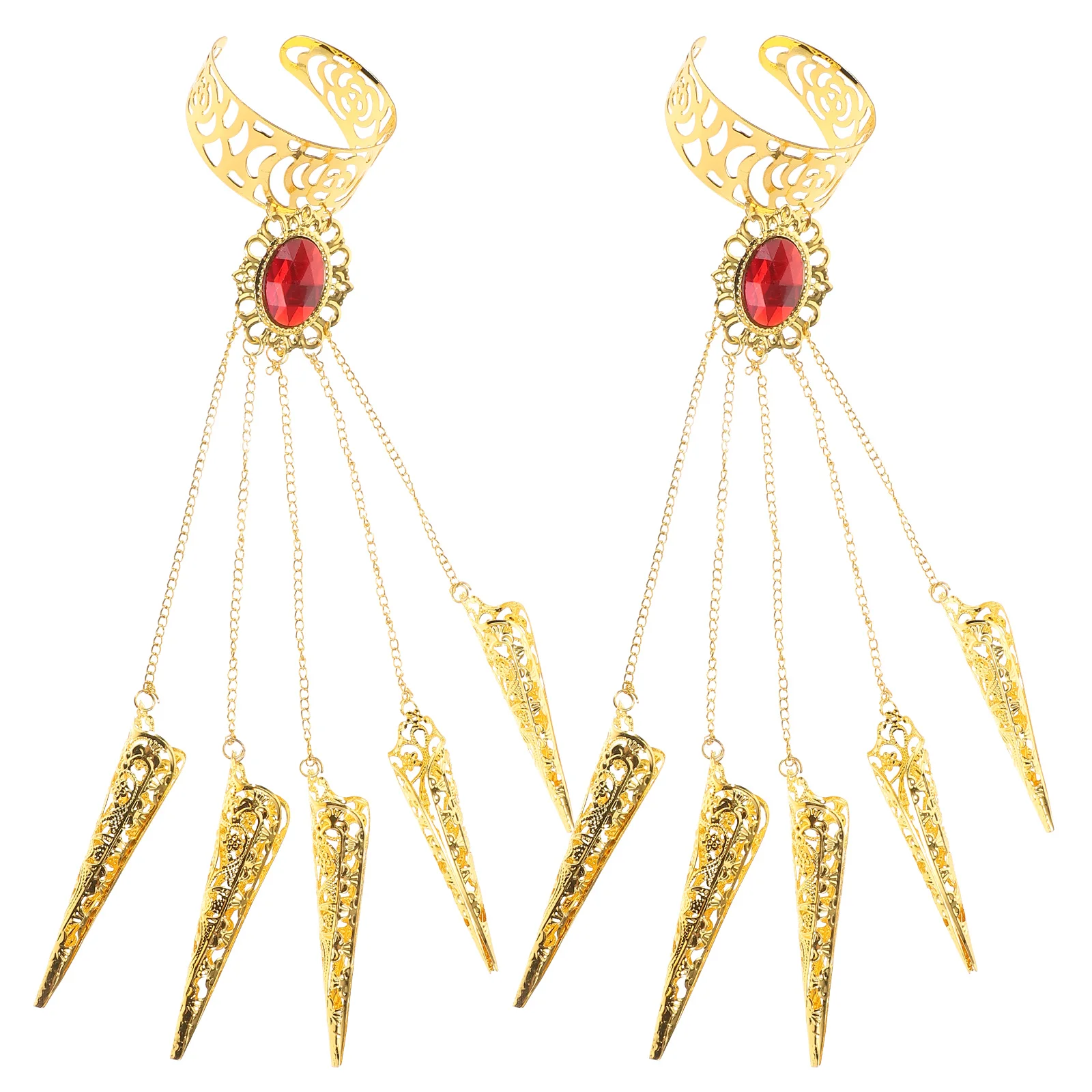 2 Stuks Buikdans Armband Vingernagels Stage Performance Props Prachtige Textuur Delicate Indiase Kostuum Accessoires