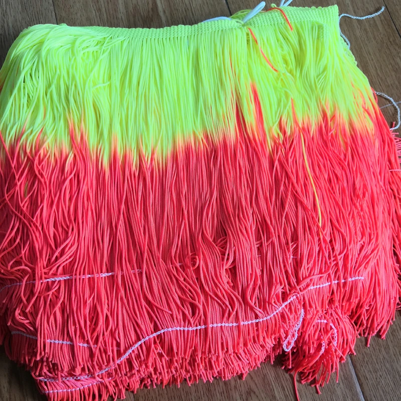 1 Yard 20cm Polyester Gradient Color Long Tassel Fringe Diy Sew Latin Dance Dress Stage Clothes Accessories Lace Trim Ribbon