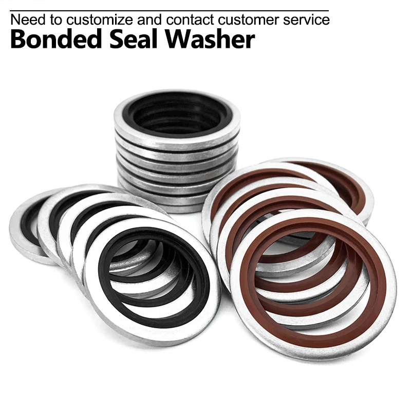 Oil Resistant Metal Rubber Seal Gasket Durable Combined Washer for Motorcycle Truck Engine Oil Drain Plug Replacement Parts
