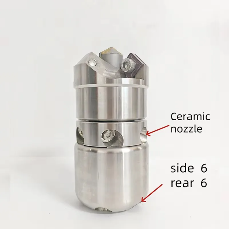 Rotating High Pressure Nozzle Stainless Steel Ceramic Tip Sewer Truck Cement Grease Hard Debris Pipe Dredging Cleaning Accessory