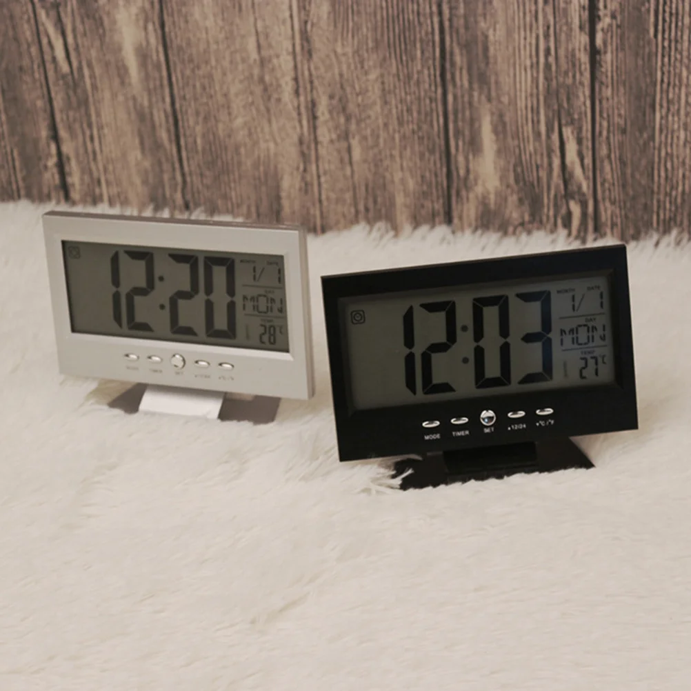 

Super Loud Digital Alarm Clock Bright Lcd Backlight Large Screen Display Energy Saving Bold Numbers Creative Design Quiet