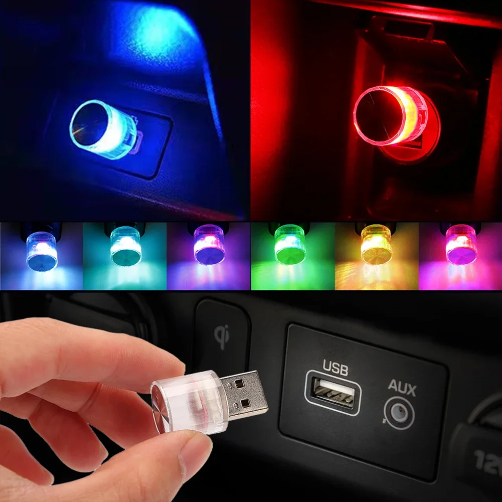 

Автомобильный мини-USB светодиодный атмосферный светильник, декоративная лампа для вечеринки, моделирование окружающей среды, автомобильный портативный Plug Play, автомобильный интерьер, светодиодный