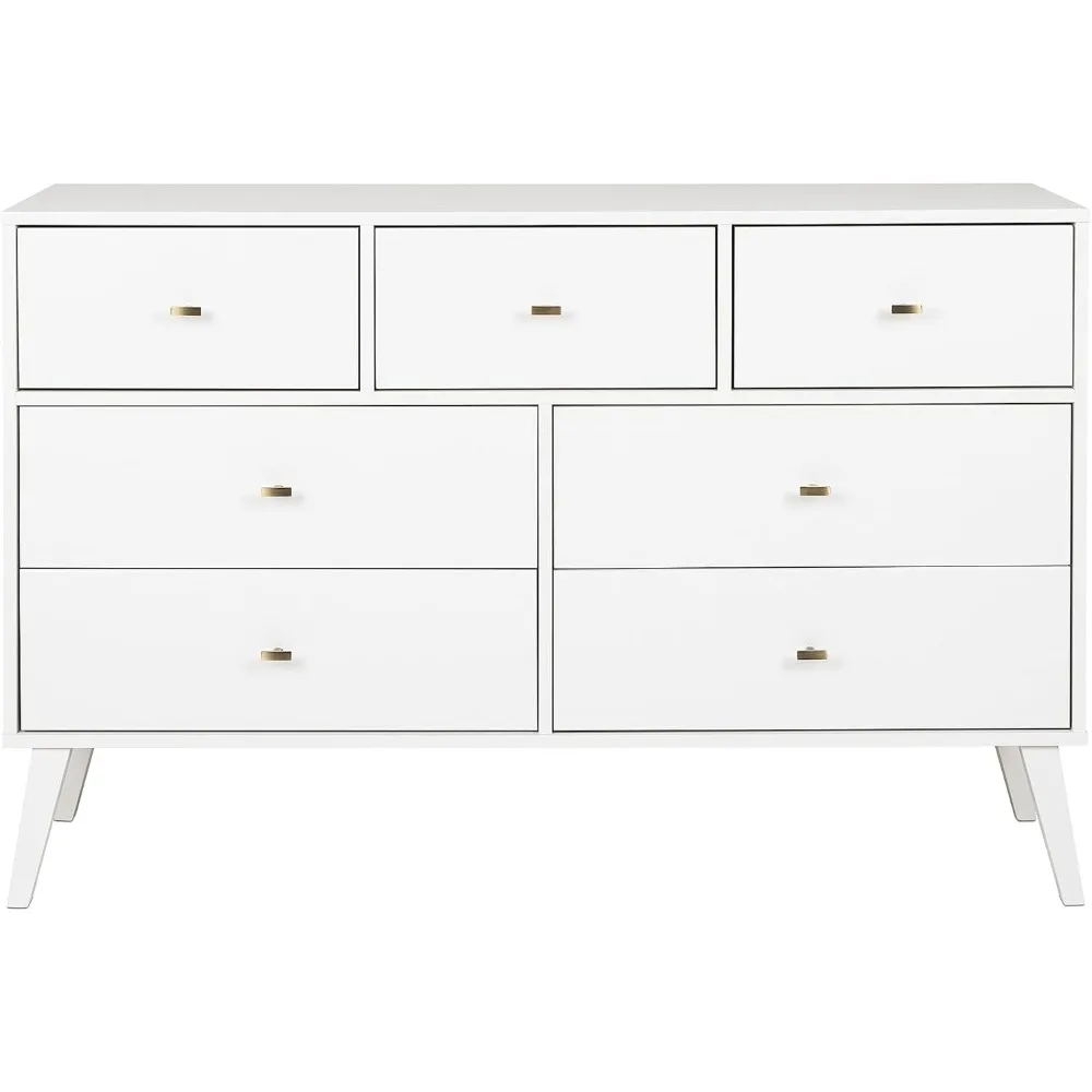 Mid-Century Modern 7 Drawer Double Dresser for Bedroom, Wide Chest of Drawers, Contemporary Bedroom Furniture