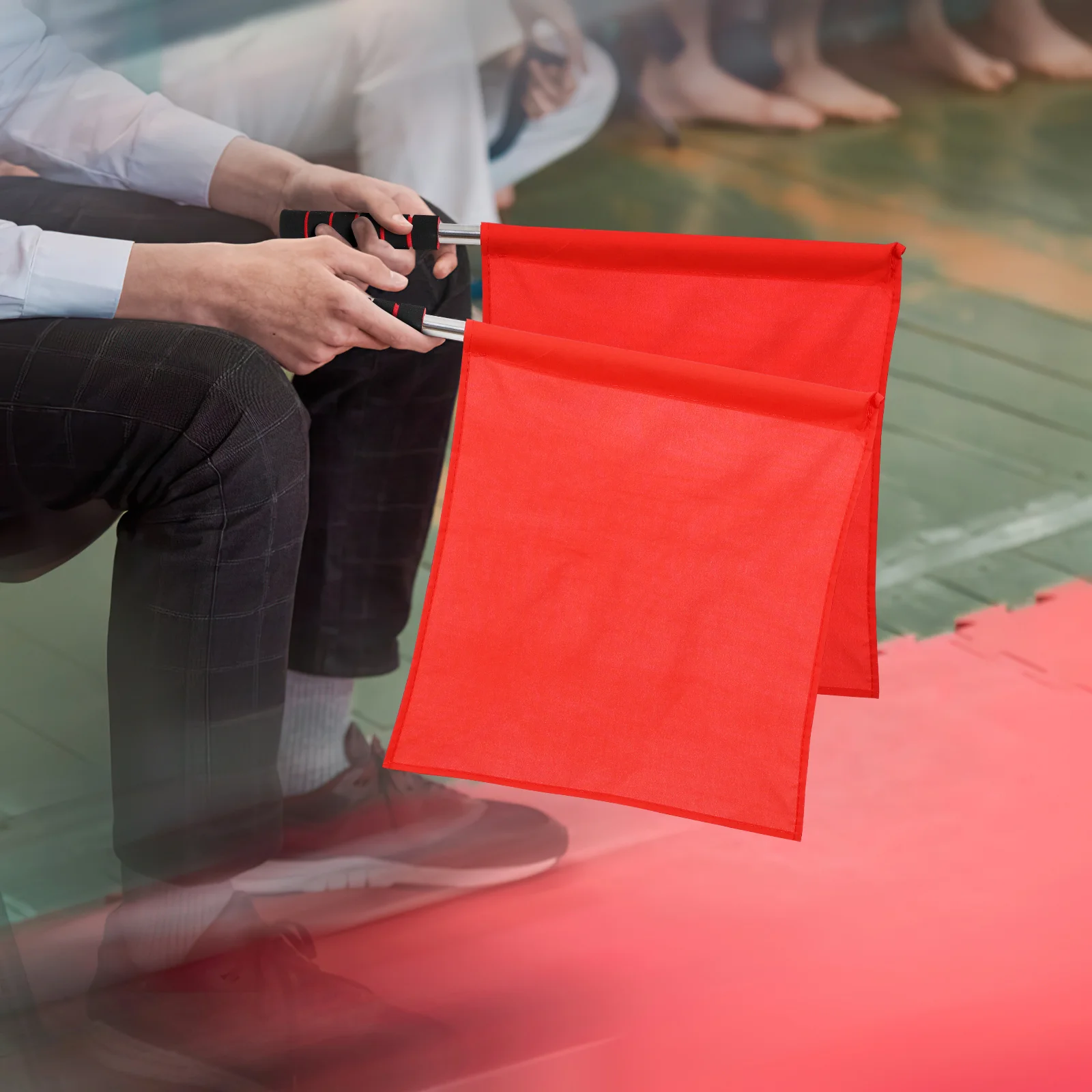 

Soccer Referee Signal Flags 2 Pcs Challenge Flag for Athletic Competition Volleyball Line Judge Conducting Warning Direction NEW