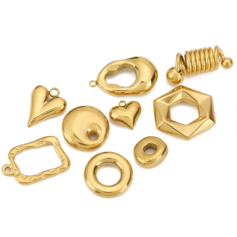 5pcs Stainless Steel Love Oval Spring Hollow Square Gold Charms Pendant for Necklace Earrings DIY Jewelry Making Supplies view 2