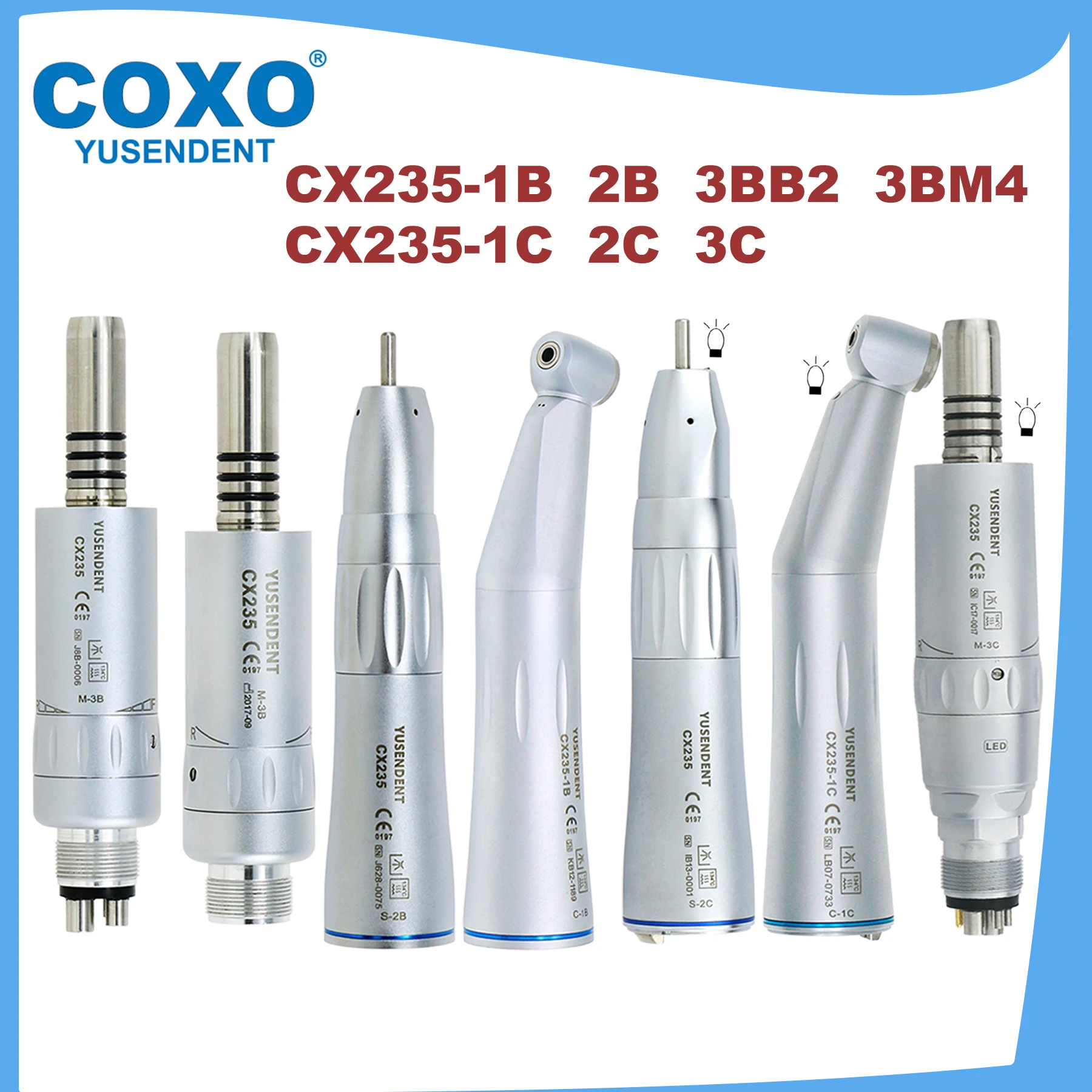 

COXO CX235 Dental Low Speed Handpiece LED Fiber Optic Contra Angle Straight Handpiece Internal Water Spray E Type Fit NSK KAVO