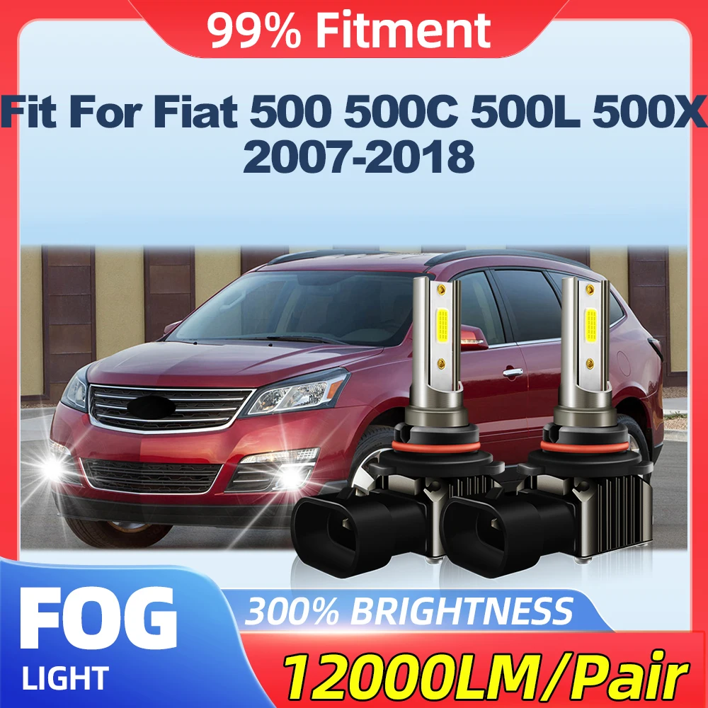 

Fit For Fiat 500 500C 500L 500X 2007-2014 2015 2016 2017 2018 24000LM H8 H9 H11 LED Fog Lights 200W Fog Lamps 6000K White 12V