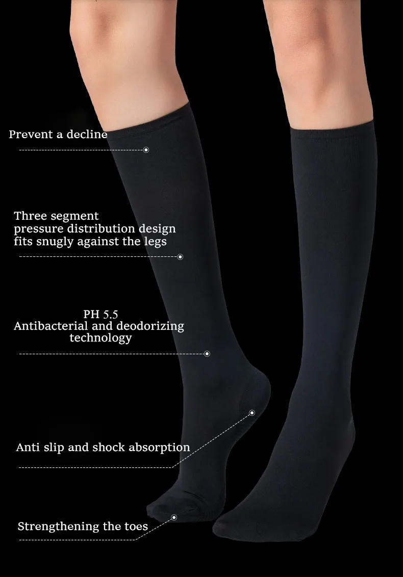 Meias de compressão de veias varicosas promoção de circulação sanguínea emagrecimento esporte enfermeira meias anti fadiga conforto