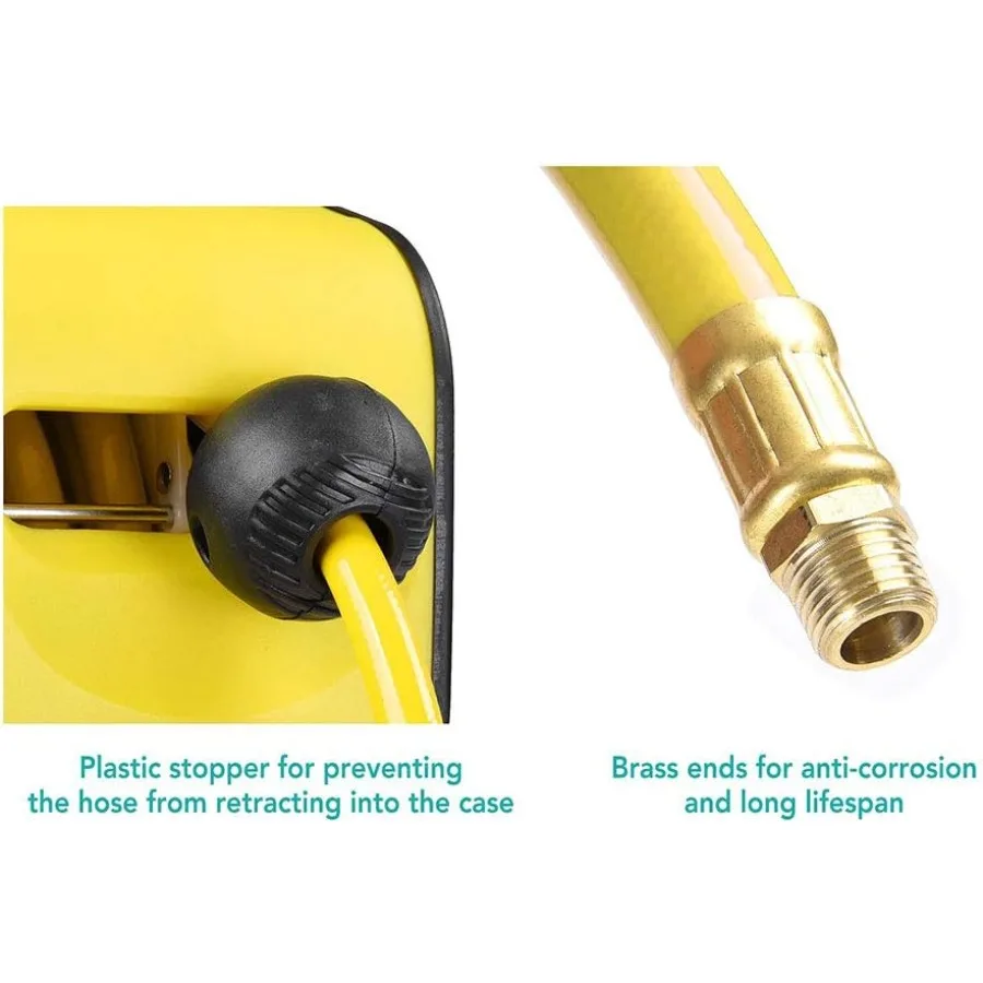 ม้วนเก็บสายลมอัตโนมัติแบบยืดหดได้ 65'x3 8 นิ้ว ติดผนัง สำหรับโรงงานอุตสาหกรรมและโรงรถ พร้อมระบบม้วนเก็บอัตโนมัติ