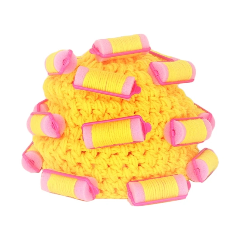 Funny Knit Hat Adult Kids Baby Faux Wool Housewife Landlady Cosplay Hair Roller Curlers Skull Cap Windproof Ear Warmer