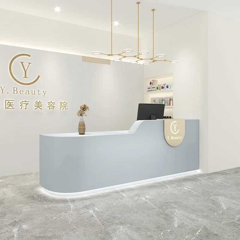 

Acrylic Lectern Church Barber Shop Salon Counter Reception Cosmetics Bar Beauty Led Cash Store Escritorio Supermarket Table