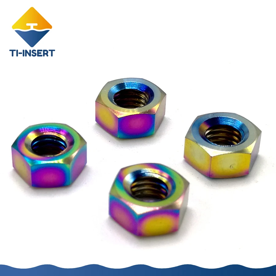 Mixed Color TC4 Titanium Hexagon Nut Fasteners ,E002