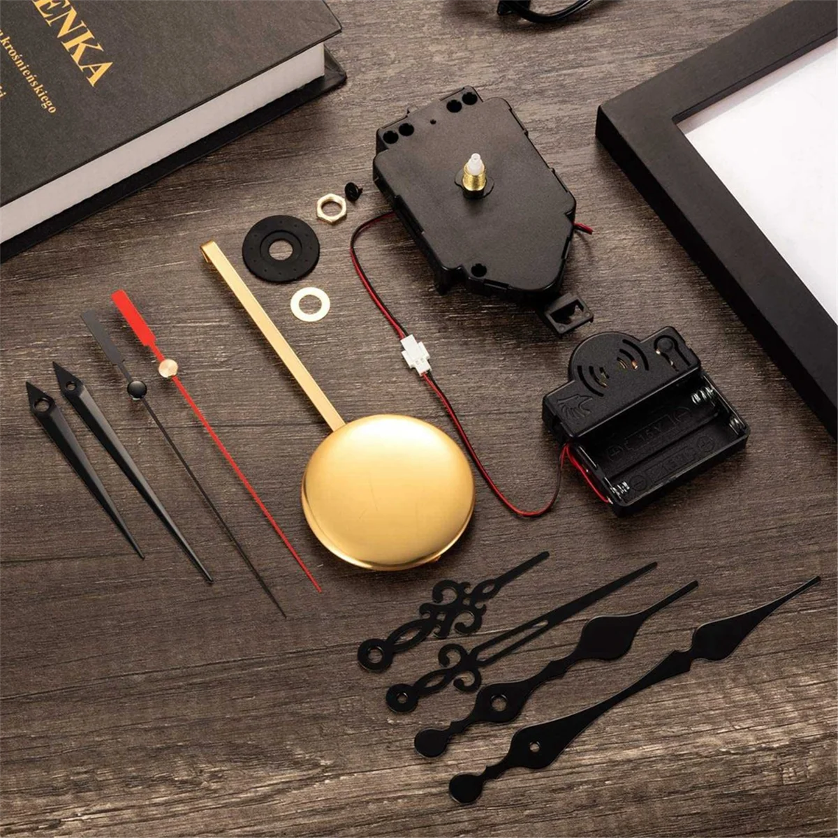 Kit de relógio com mecanismo de melodia de carrilhão de movimento de pêndulo de quartzo com 3 pares de mãos