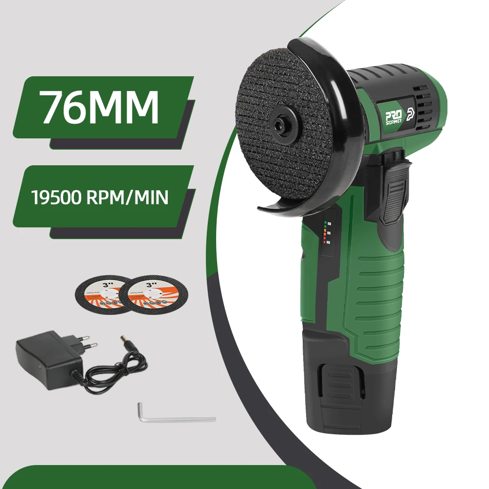 12V Mini Angle Grinder Cordless Polishing Machine 1500mAh 19500RPM Cutting Grinding Electric Power Tools by PROSTORMER