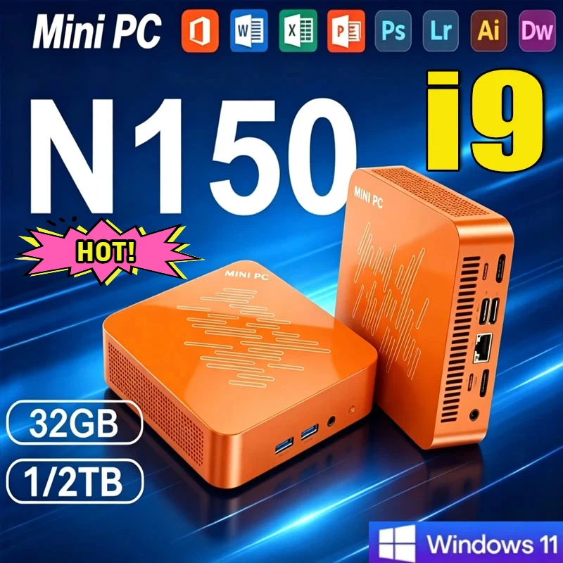 2026 Mini PC Intel Core I9 N150 Windows 11 Small Pocket Cmputer 16GB RAM 1/2TB SSD WIFI6 BT5.2 4K Desktop PC Gaming Computer