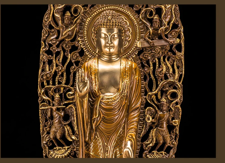 46CM bless family OFFICE Safety Health luck Talisman #office home efficacious Protection Buddhism Amitabha Buddha statue