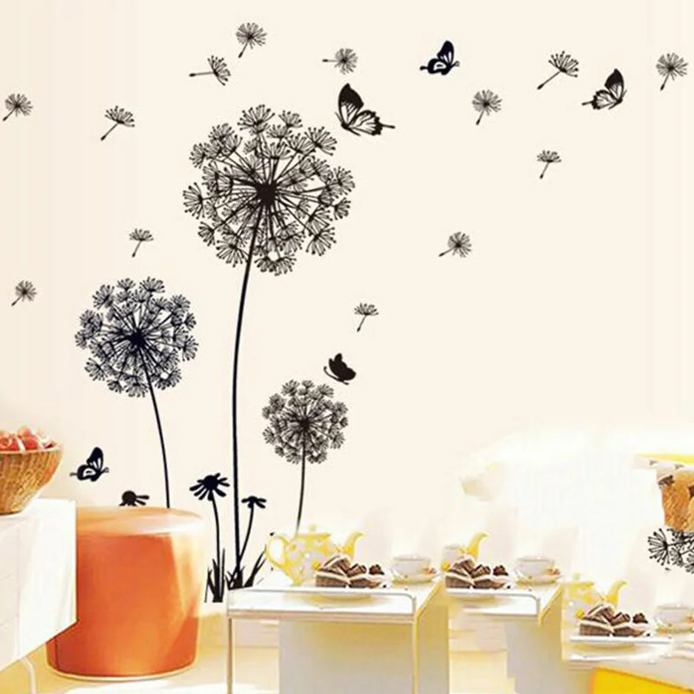 DIY Dandelion Butterfly Wall Sticker Glass Window Decals Removable Mural Art Poster Living Room Background Wallpaper Home Decor