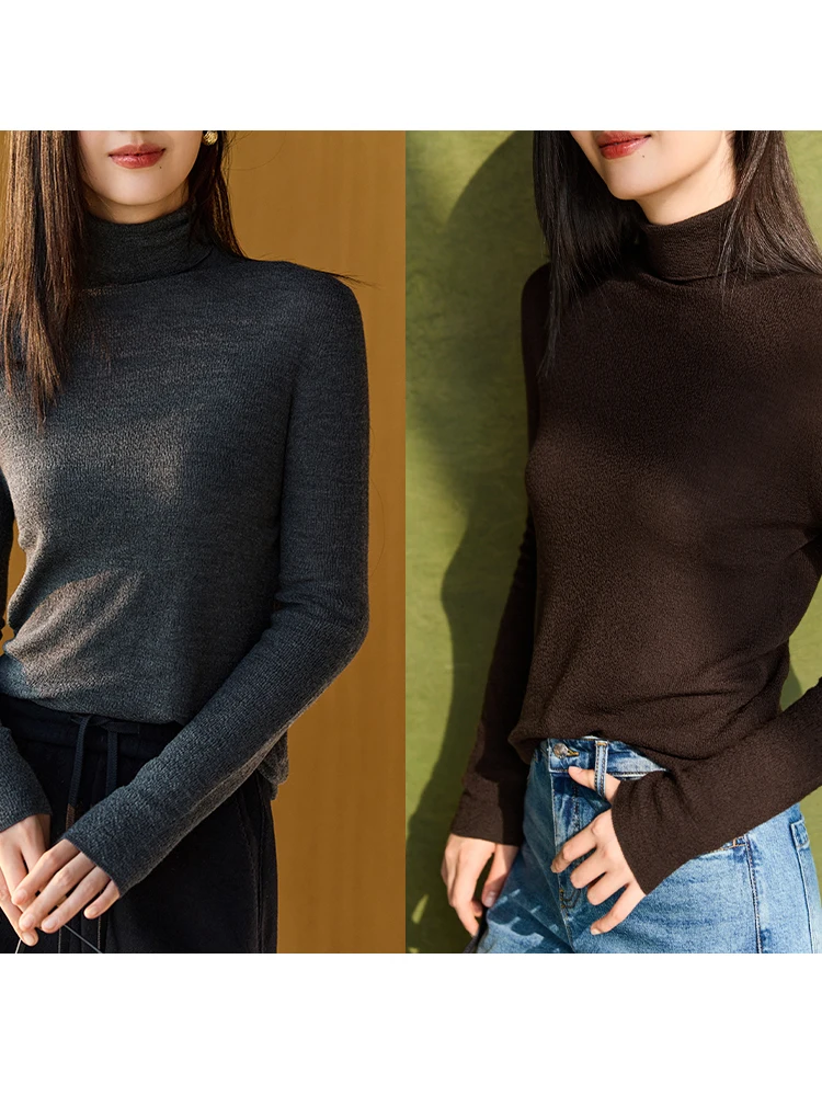 

Ningxia jian Yangzi Woolen Knitwear Ultrine 8-Needle Sl Double Elastici Base Layer Women's Long Sve Crew Ne...