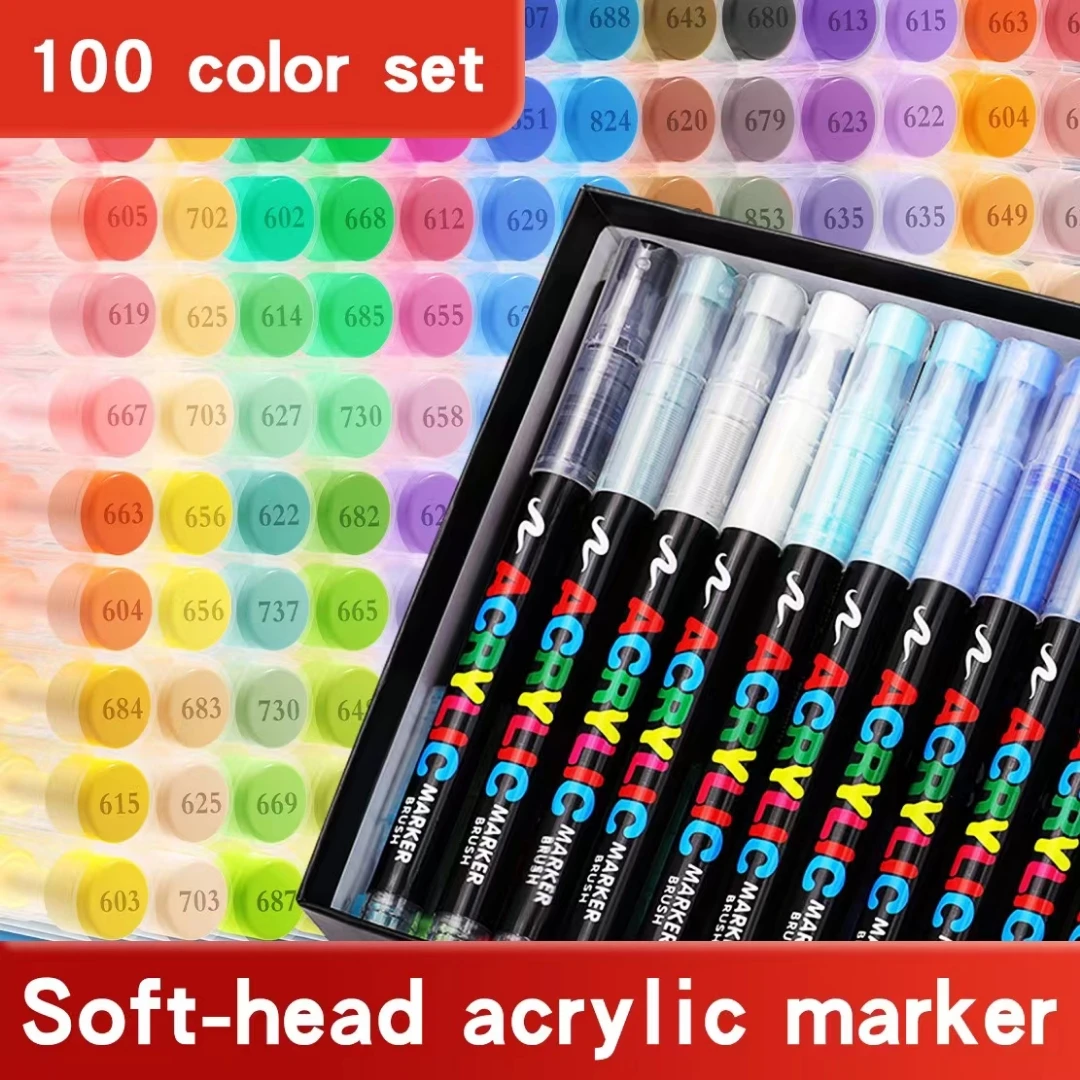 100-168 Colors GuangNa Acrylic Markers Soft Head Painted for Wood