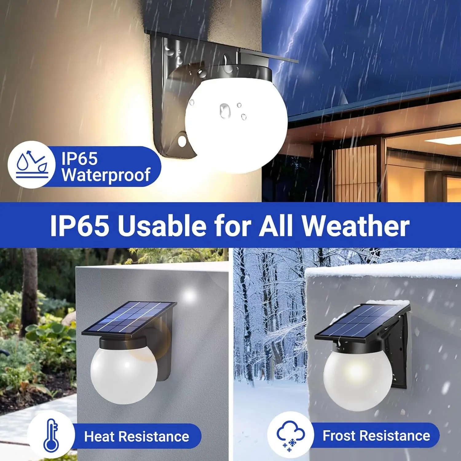 Solar Sphere Wall Lights Outdoor IP65 Waterproof Round Ball Garden Lights for Fence Patio Yard Atmosphere Pathway Decoration view 3