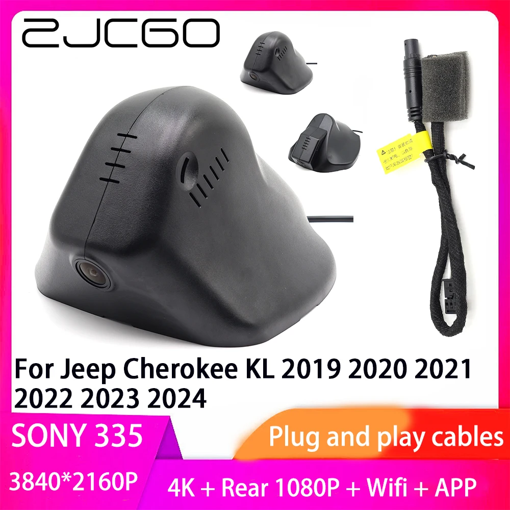 

ZJCGO Plug and Play DVR Dash Cam UHD 4K 2160P Video Recorder For Jeep Cherokee KL 2019 2020 2021 2022 2023 2024