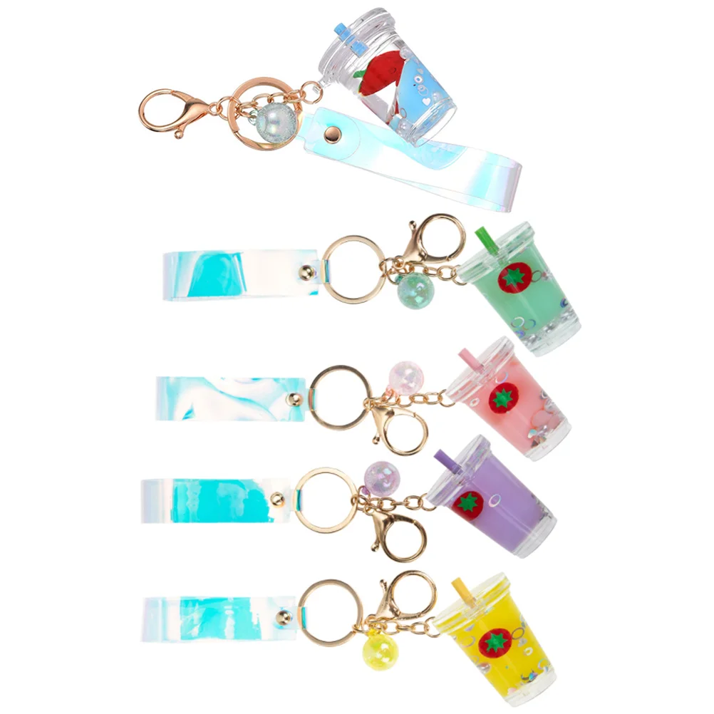 5 Pcs Favors Milk Tea Cup Keychain Keychains Ring Feeding Bottle Student Locket