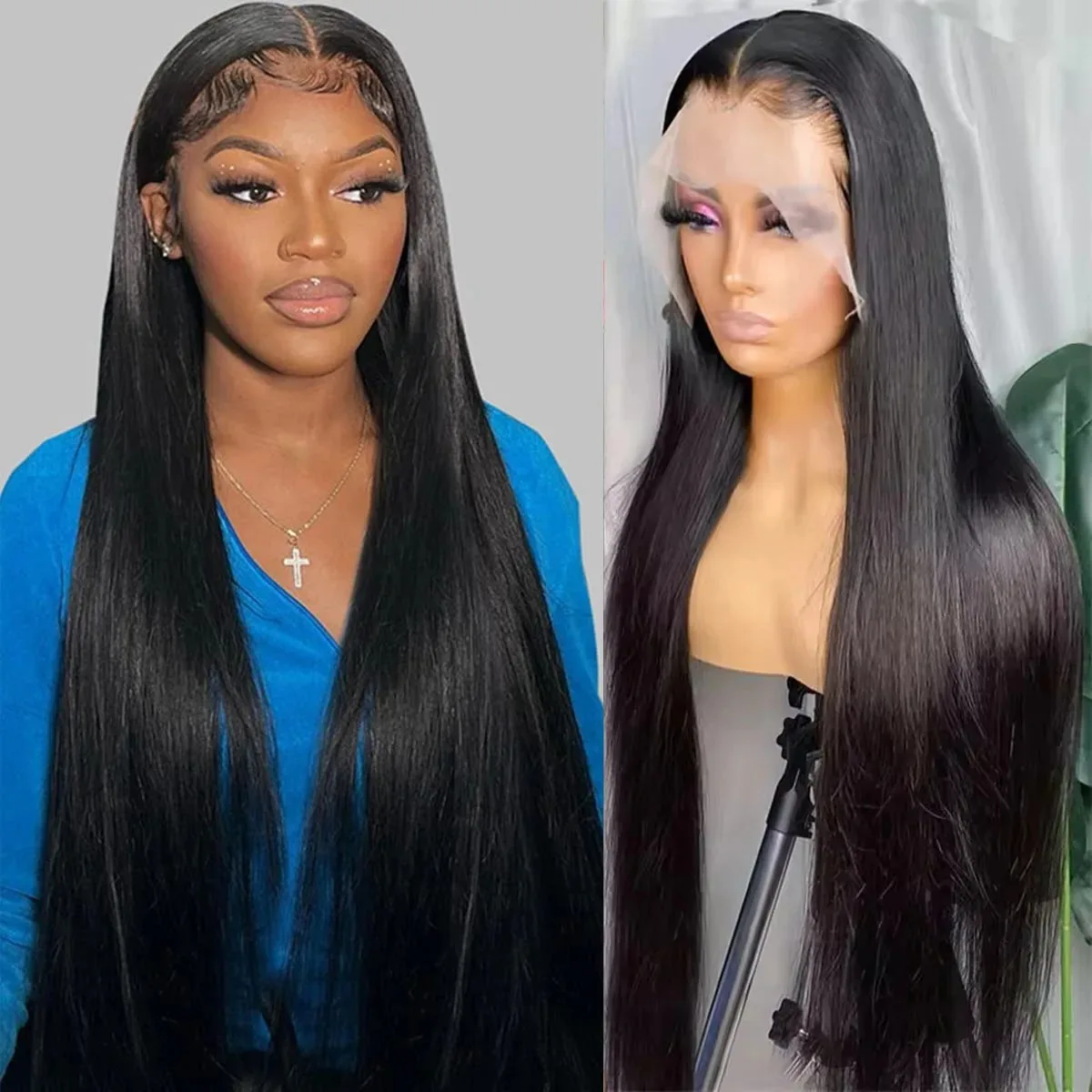 

40-дюймовый прямой парик из натуральных волос 13x4 13x6 HD с кружевной передней частью, плотность 200%, бразильские женские прямые парики с кружевной передней частью, предварительно выщипанные