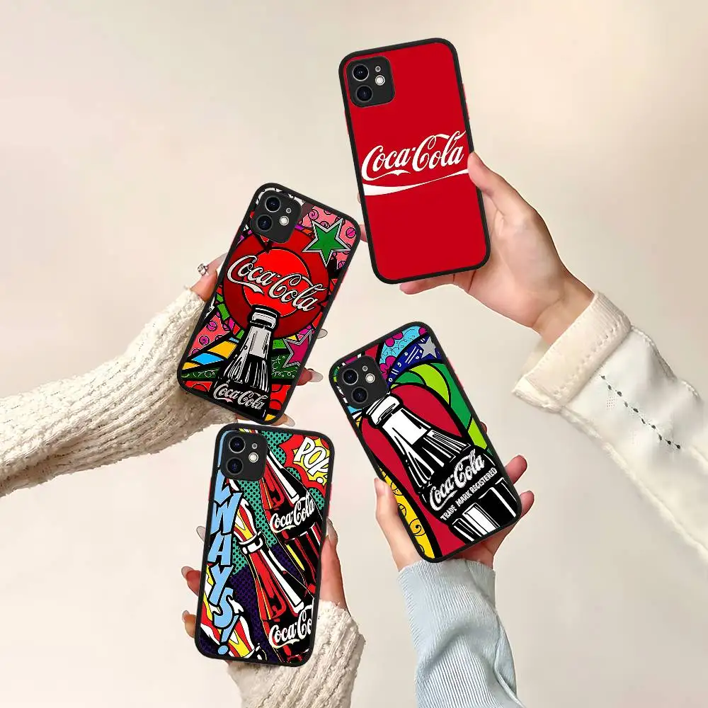 Funda para Teléfono con Diseño de Bebidas Coca-Cola para iPhone 16 15 14 11 12 13 Pro Max Plus 12 XS Max, Carcasa Trasera Mate