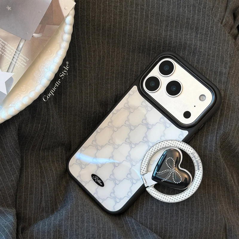Lace Bow Magnetic Phone Case Soft TPU Shockproof Anti-drop Anti-fingerprint Cover for iPhone 17 16 15 14 Pro Max