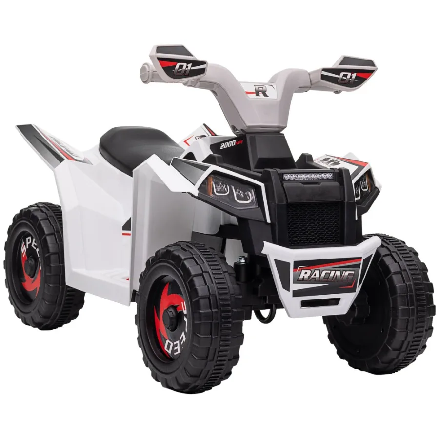 

ATV Quad Car 6V FourWheeler for with Forward Backward Function WearResistant Wheels for Toddlers Ages 1836 Months White
