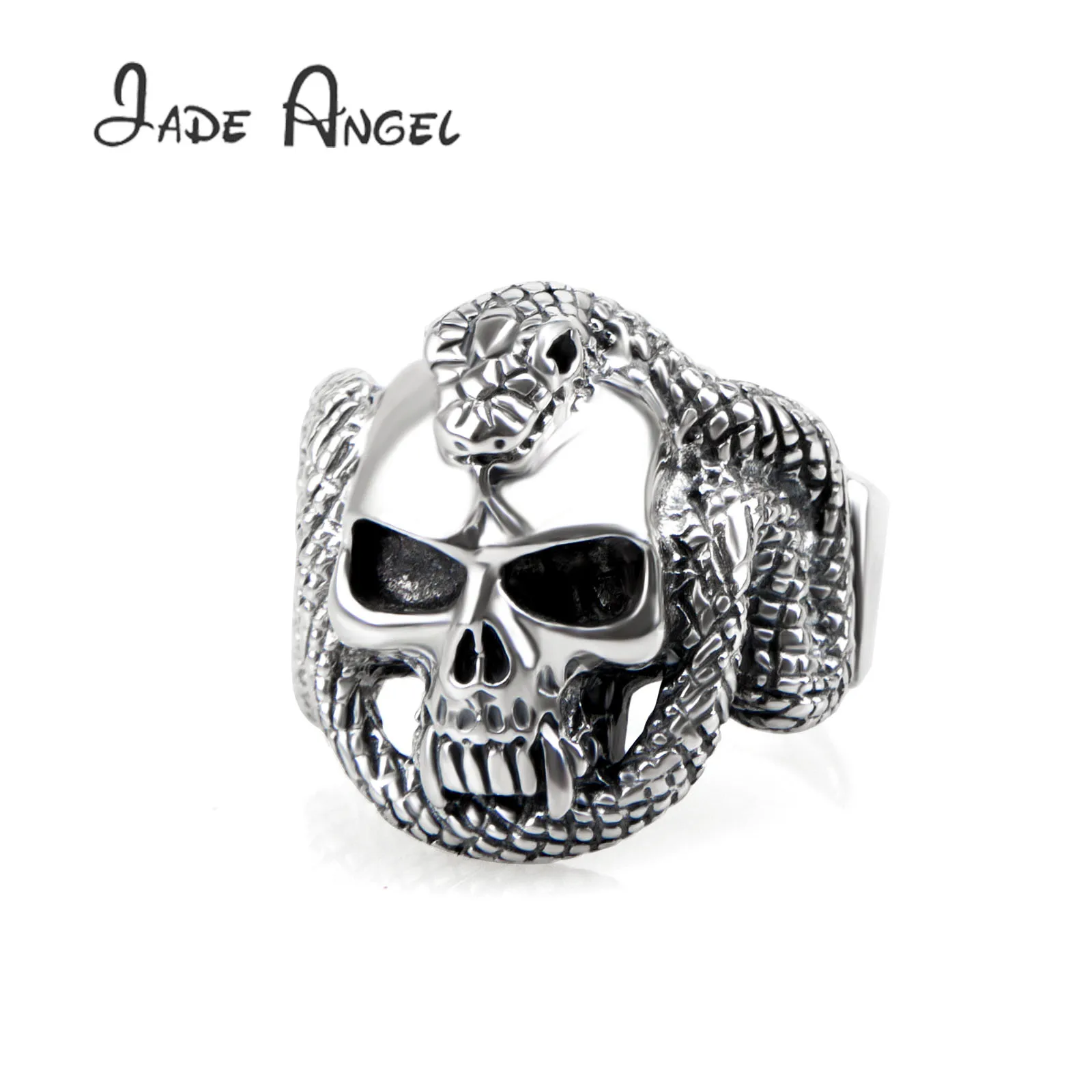 JADE ANGEL Vintage Thai Silver Skull Ring Cobra 925 Sterling Silver Men's Domineering Punk Jewelry Accessories Rings