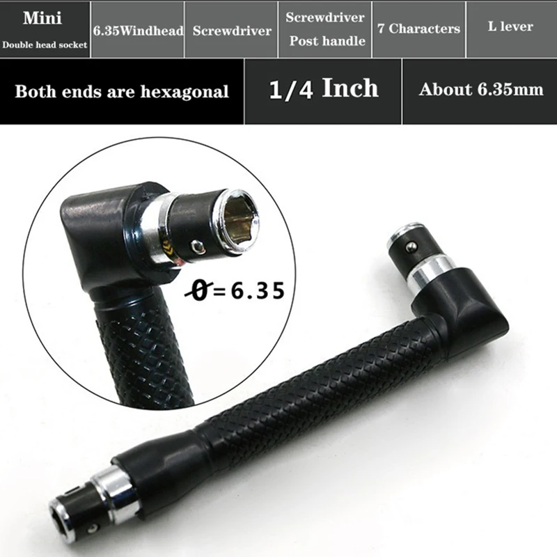 L-shaped bucket pattern, 6.35 long screwdriver, mini double head socket wrench, multifunctional mobile phone repair tool