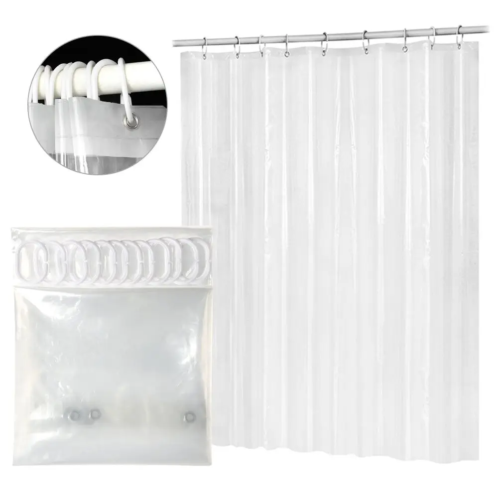 PEVA Plastic Shower Curtain Waterproof Mildewproof Transparent Bath Curtain Bathroom Accessaries