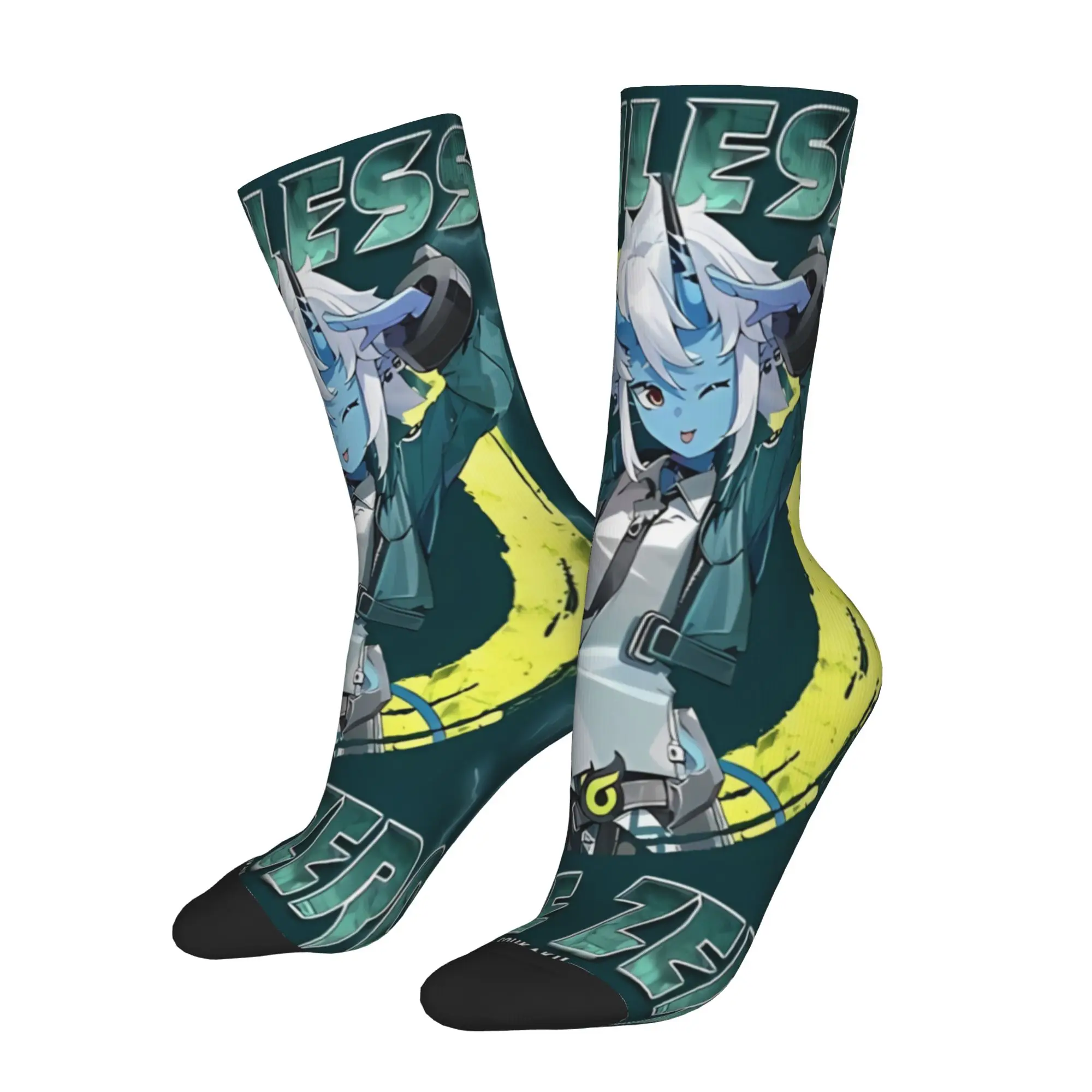

1 Pair Funny Sock Zenless Zone Zero Soukaku Vintage Quality Pattern Printed Men Crew Socks Novelty Men's Socks