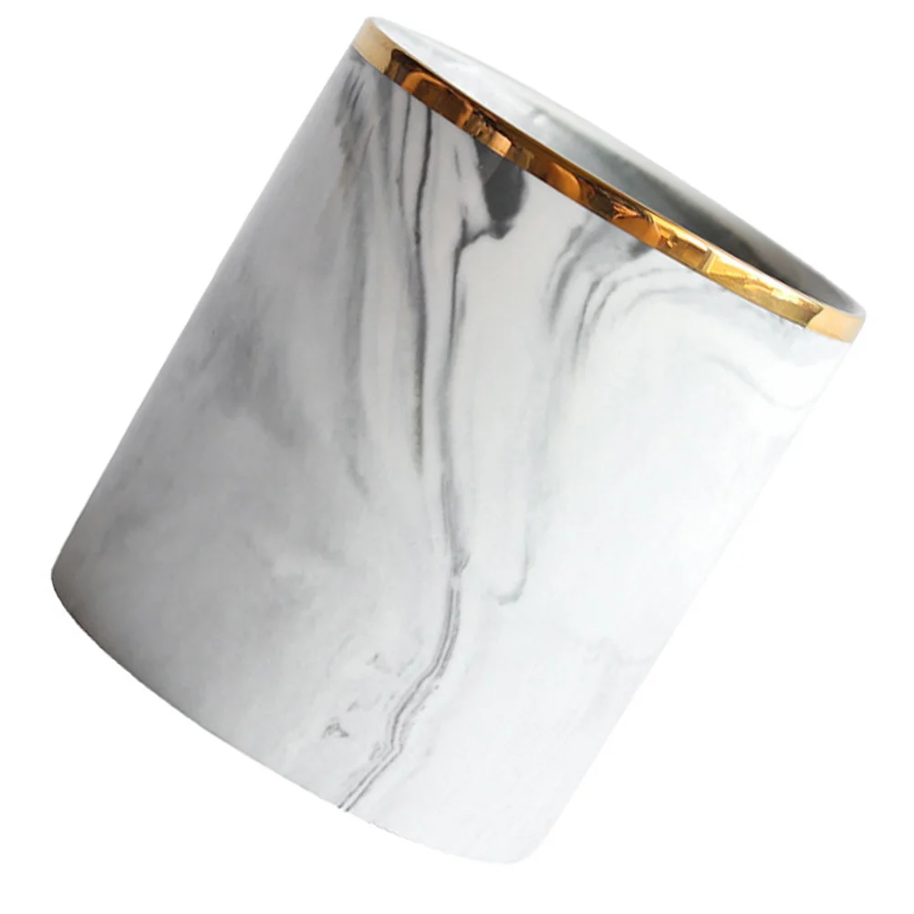 1Pcs Marble Ceramic Pen Holder Nordic Style Creative Desktop Organizer Brush Container Office School Supplies Storage