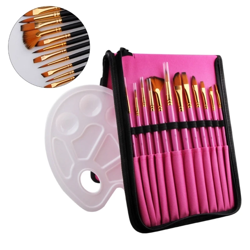 13 pennelli per pittura acrilica con tavolozza colori Pennello per acquerello Pennello per capelli in nylon per pittura
