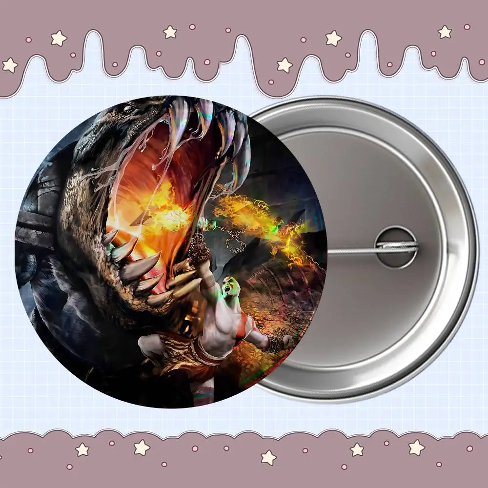 Furious Kratos game God of War Creative Round Badge Button Pin Bag Decor Fans Collection Friends Gift