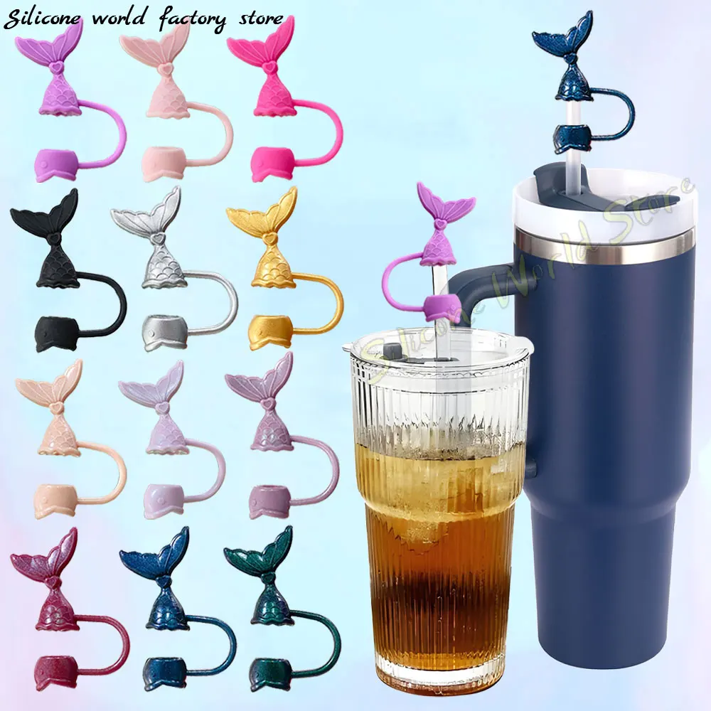 

SW Mermaid Silicone Straw Cover for Stanley Cups 30&40 Oz Tumbler Reusable Dust Proof Straw Cap Tips Lids Water Cup Accessories