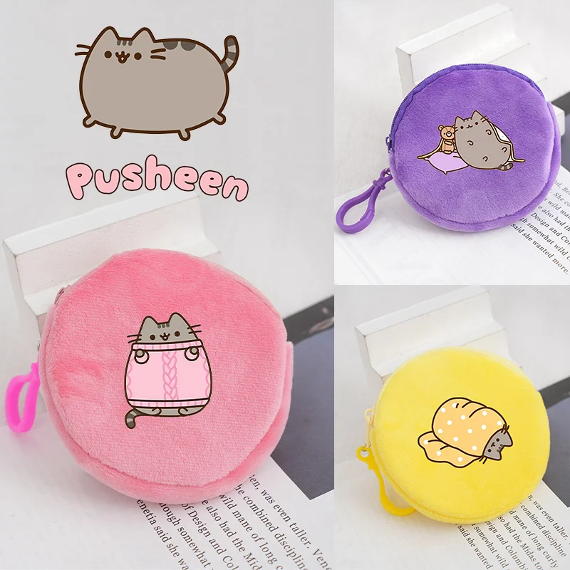 Pusheens Plush Coin Purse Portable Anime Cute Cartoon Printing Women Girl Childern Wallet Bag Teenage Coin Bank Card Storage Bag