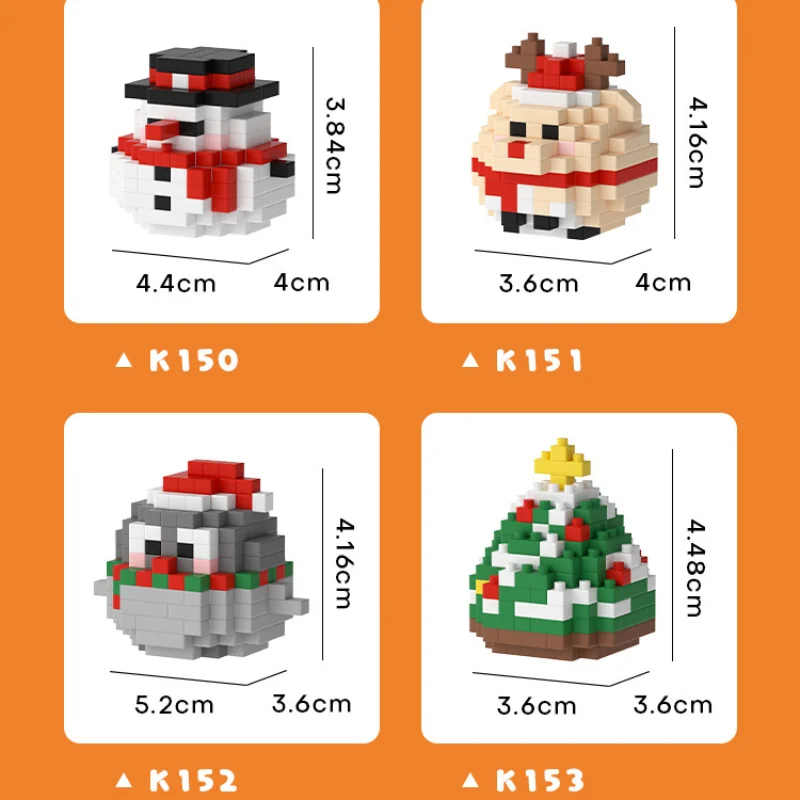 Mini Santa Claus Snowman With Hat Christmas Snow Tree Building Block Penguin Cartoon Kids Toys Party Girls Boys New Years Gifts