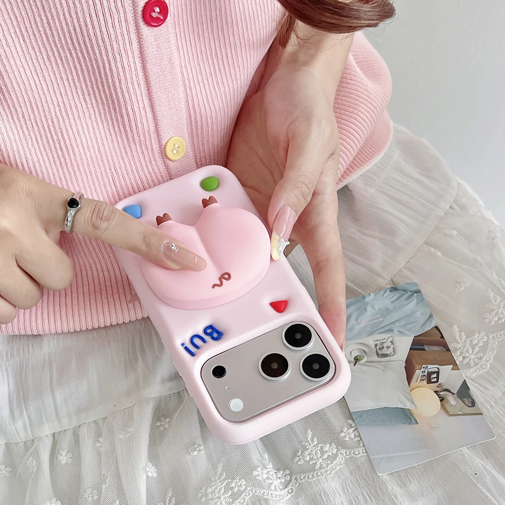 3D Cartoon Schweinchen-Po-Halterung Weiche Silikon-Handyhülle für iPhone 16 17 18 Pro Max Lustige Stoßfeste Standhalter-Abdeckung – Detail 6