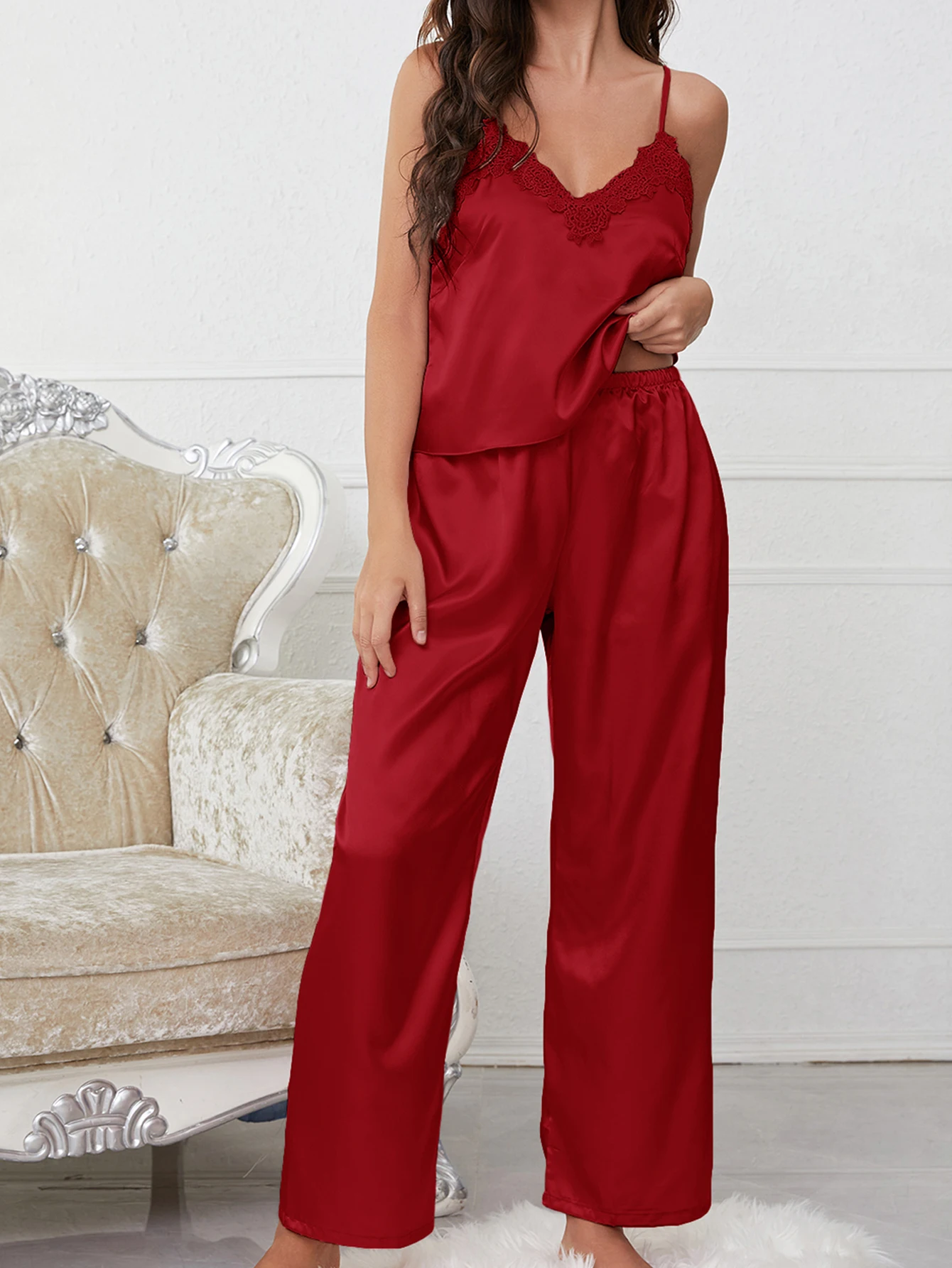 ladies’ 2024 nightgown new sexy satin night wear sleeveless V neck backless sleepwear ice silk thin home wear female lounge wear