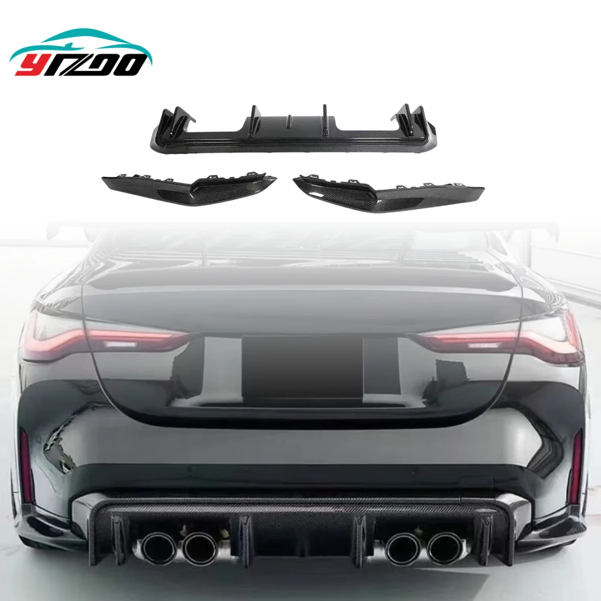 

Для BMW M4 G82 G83 2020+ Обновленный задний диффузор в 3D-стиле из сухого карбона
