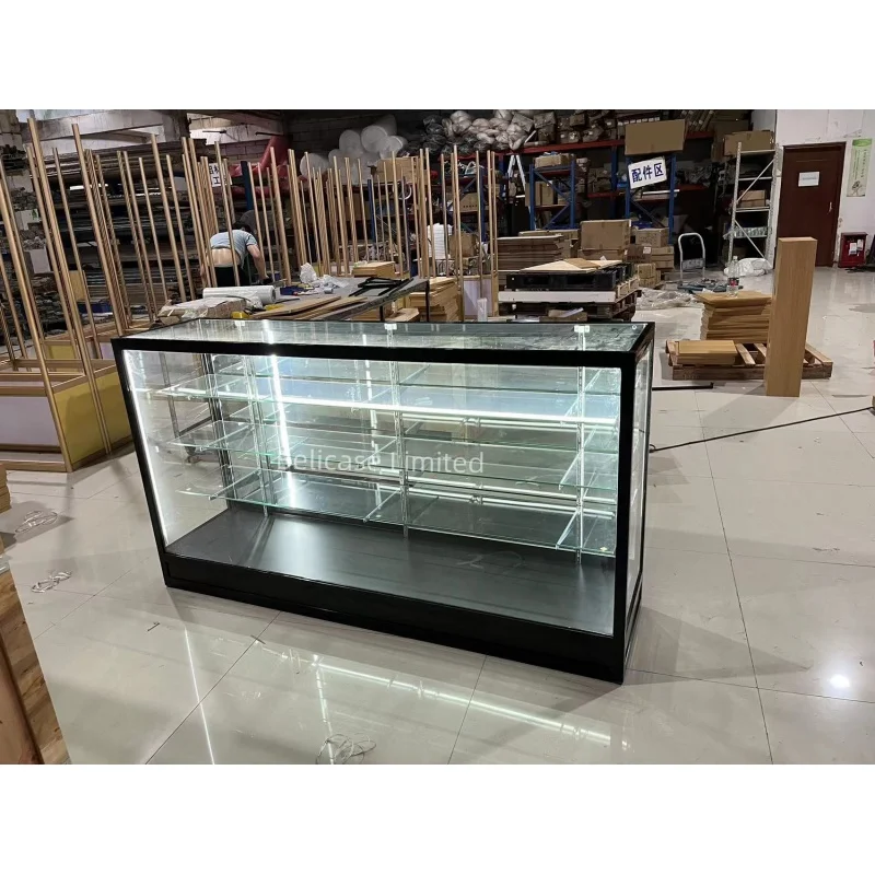 Custom.70 inch heavy capacity grocery shop glass cabinet with LED light showcase retail store furniture display cab