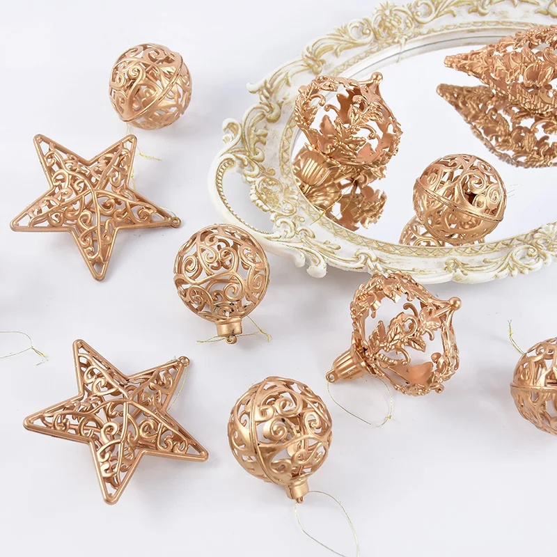 4/8pcs Hollowed Out 3D Star Pendant Plastic Christmas Tree Hanging Ornament for Xmas Party Home Decoration 2025 New Year Navidad view 5