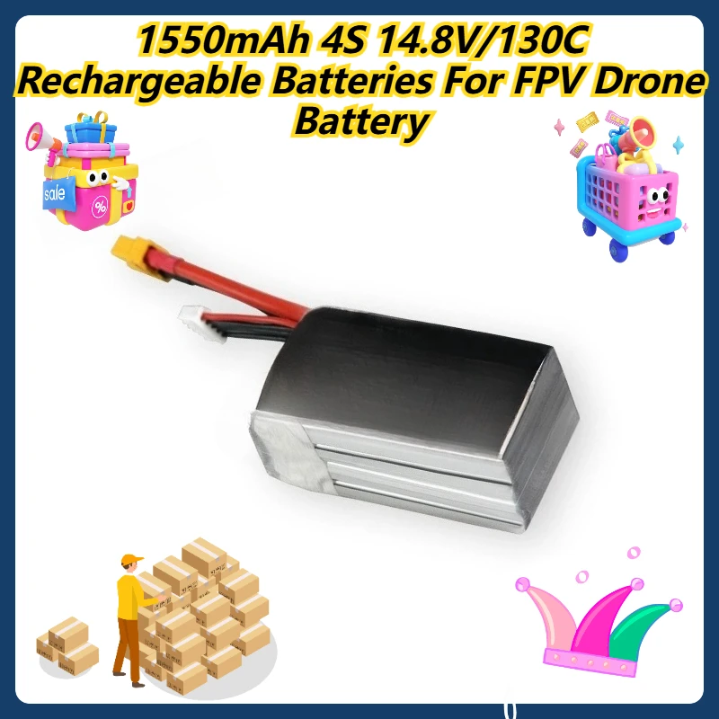 

1550mAh 4S 14.8V/130C Rechargeable Batteries For FPV Drone Battery
