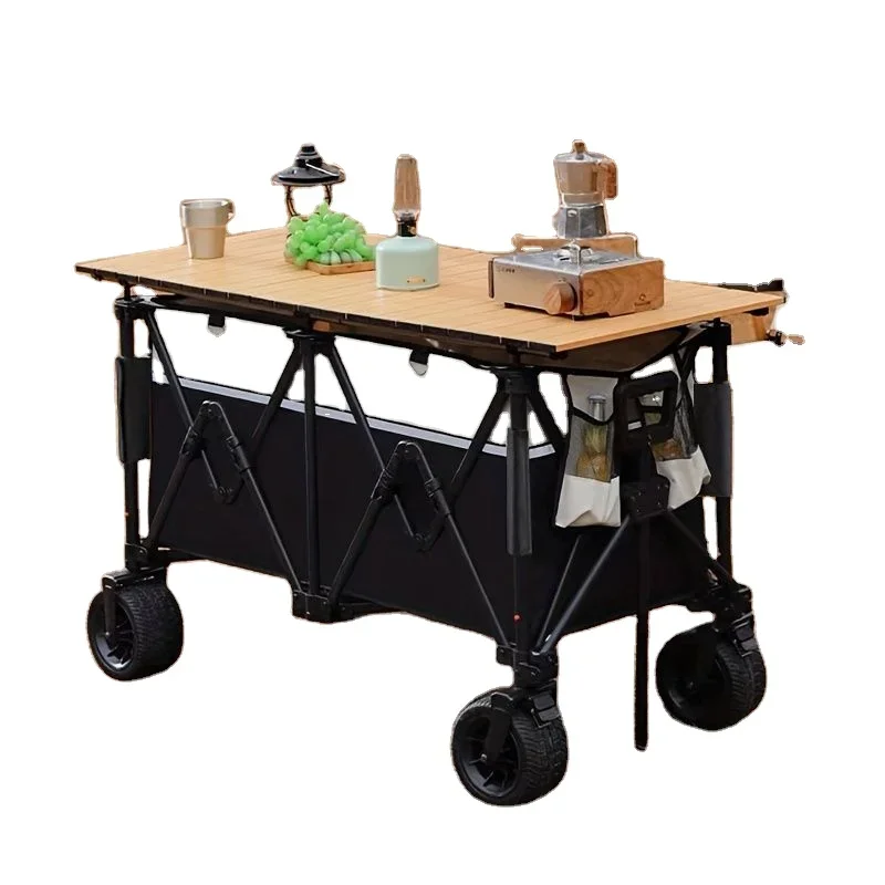 Outdoor Camping Cart Outdoor Attached table Folding Wagon Fold Camp Trolley Cart