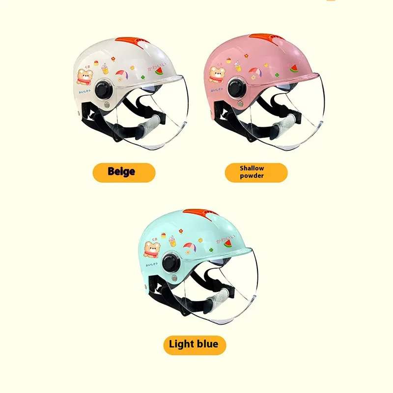 

Children'S Motorcycle Helmet Unisex 3c Certified Safety Headwear For Men And Girls 3-12 Years Old Four Seasons Electric Vehicle