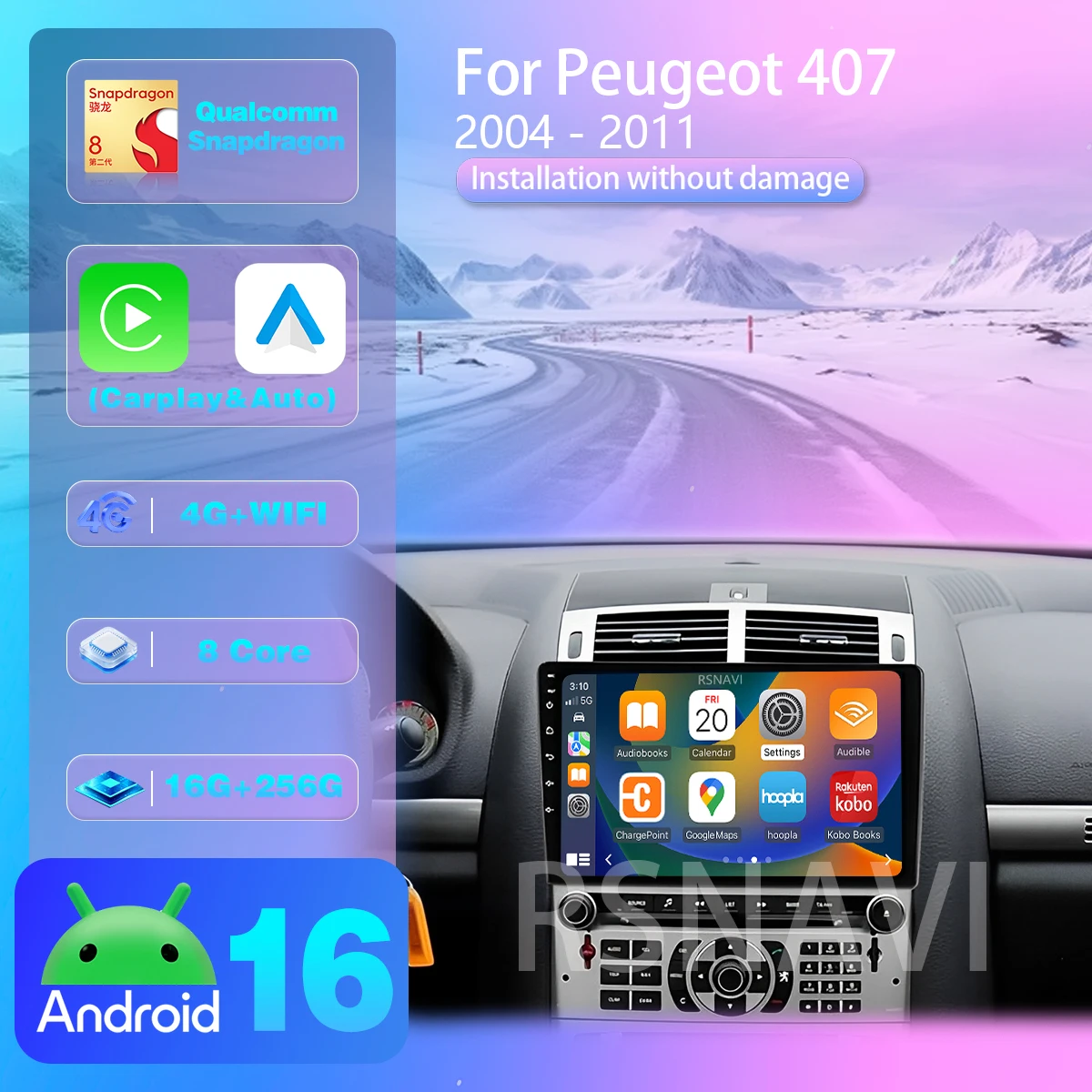 Android 16 Für Peugeot 407 CC 407CC SW 2004 - 2011 Carplay Autoradio Multimedia Video Autoradio Stereo WIFI+4G Versand innerhalb von 24 Stunden