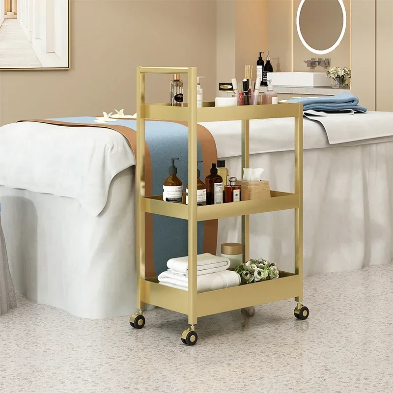 Light Luxury Seam Bathroom Storage Rack Large Capacity Nail Salon Tool Storage System Multi-function Beauty Salon Cart